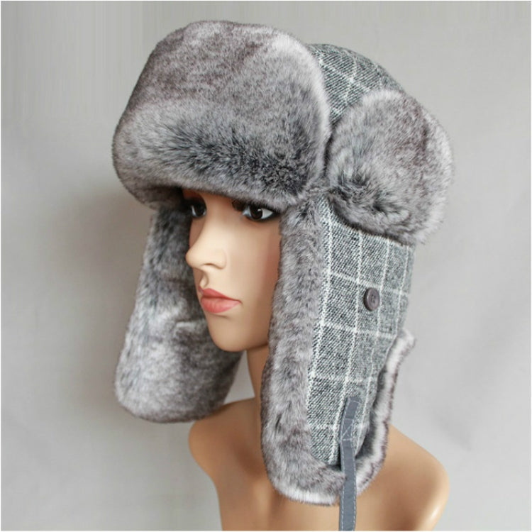 Winter Outdoor Warm Checkered Pattern Bomber Hat Flight Cap