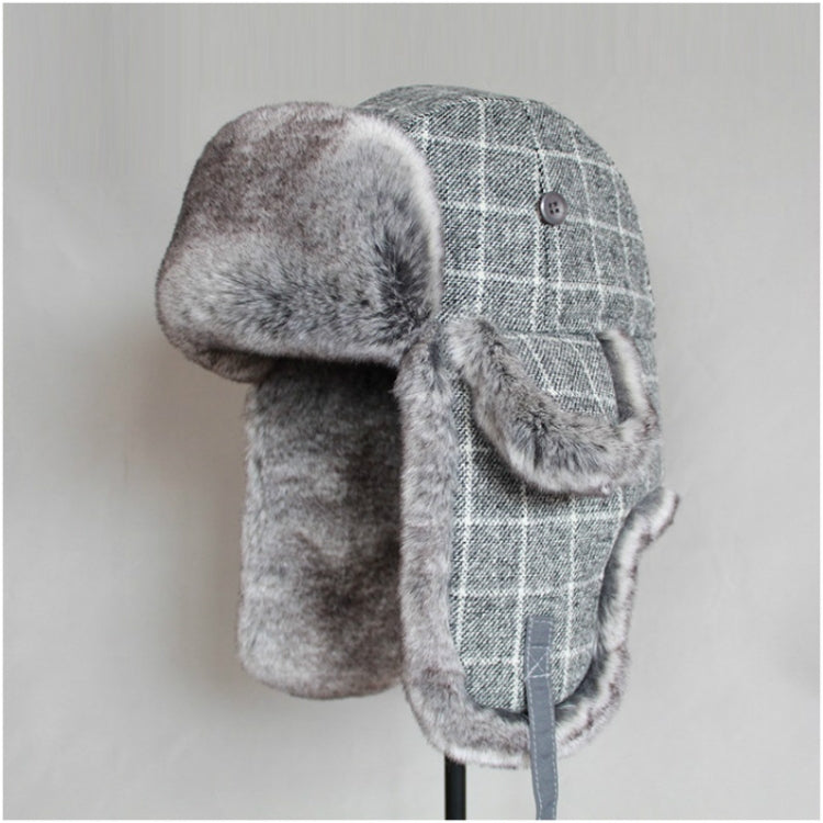 Winter Outdoor Warm Checkered Pattern Bomber Hat Flight Cap