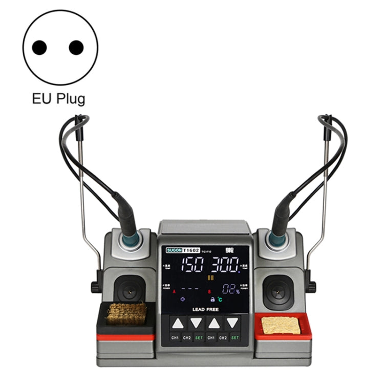 SUGON T1602 220V Dual Station Electric Soldering Station with Double Handle, EU Plug