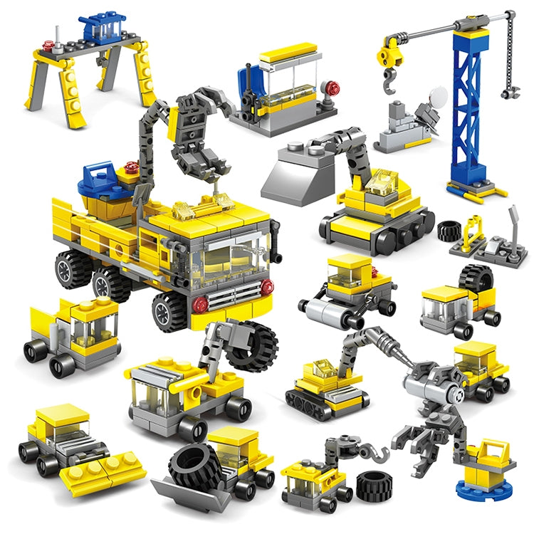 KAZI 16 in 1 Sets DIY Construction Engineering Vehicles Excavator Model Building Blocks Compatible City Construction Bricks Toys, Age Range: 6 Years Old Above Reluova