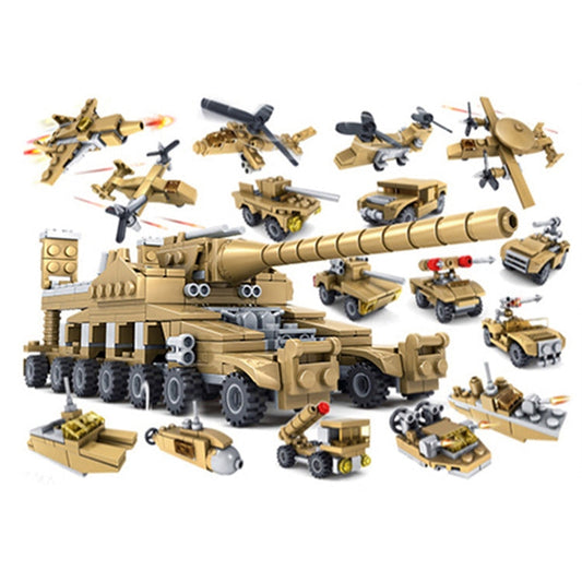 KAZI Super Tanks Building Blocks 16 in 1 Sets Bricks Model Brinquedos Toys, Age Range: 6 Years Old Above