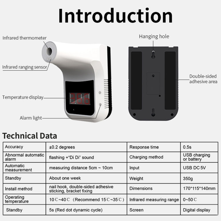 K3 Handsfree Non-contact Forehead Body Infrared Thermometer Reluova