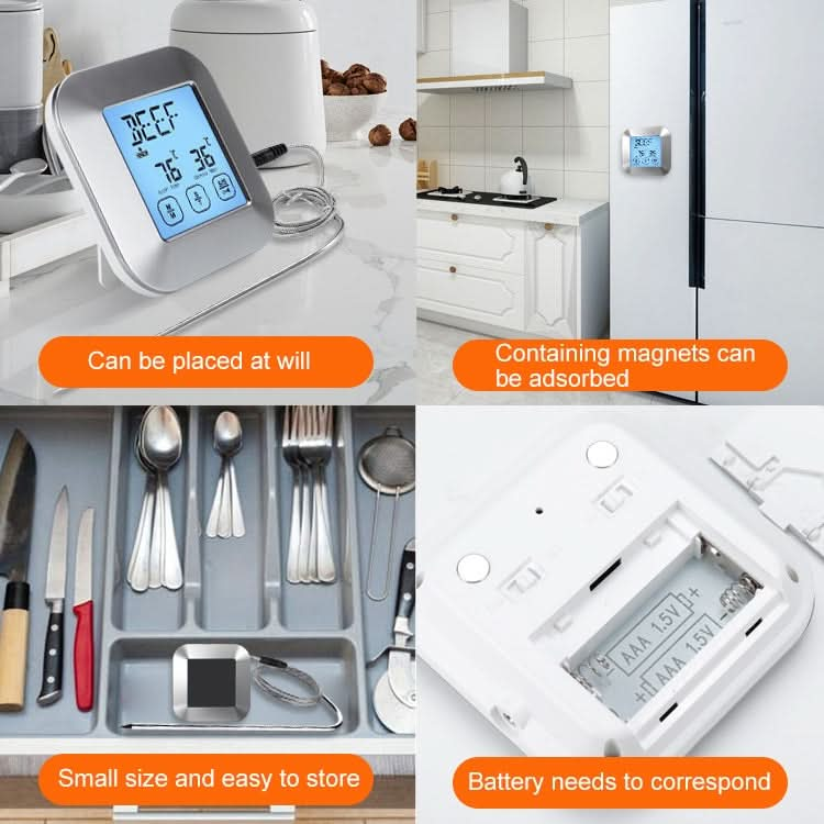 TS-82 Digital Kitchen Food Cooking BBQ Wireless Touch Screen Thermometer with Timer Alarm Reluova