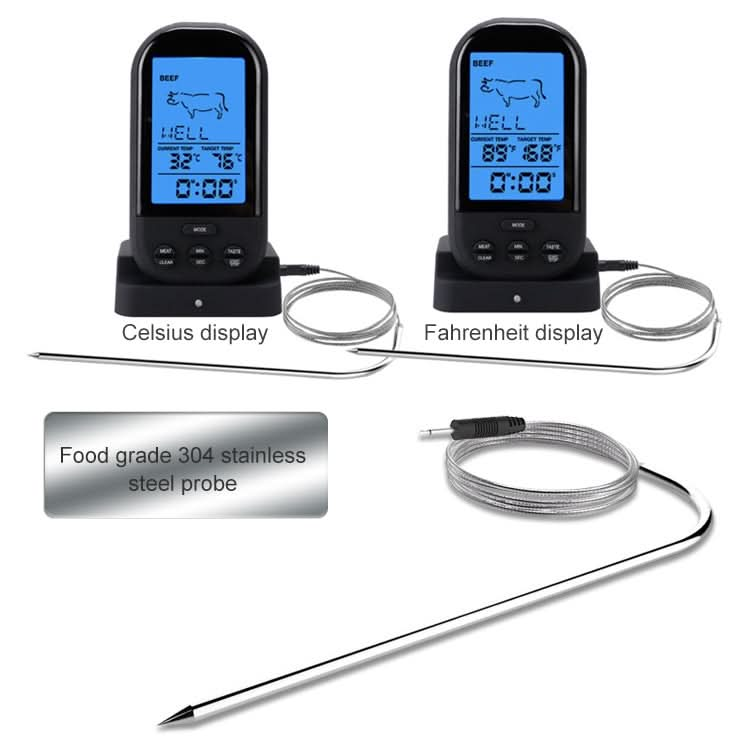 TS-HY62 Digital Kitchen Food Cooking BBQ Wireless Thermometer(Black) Reluova