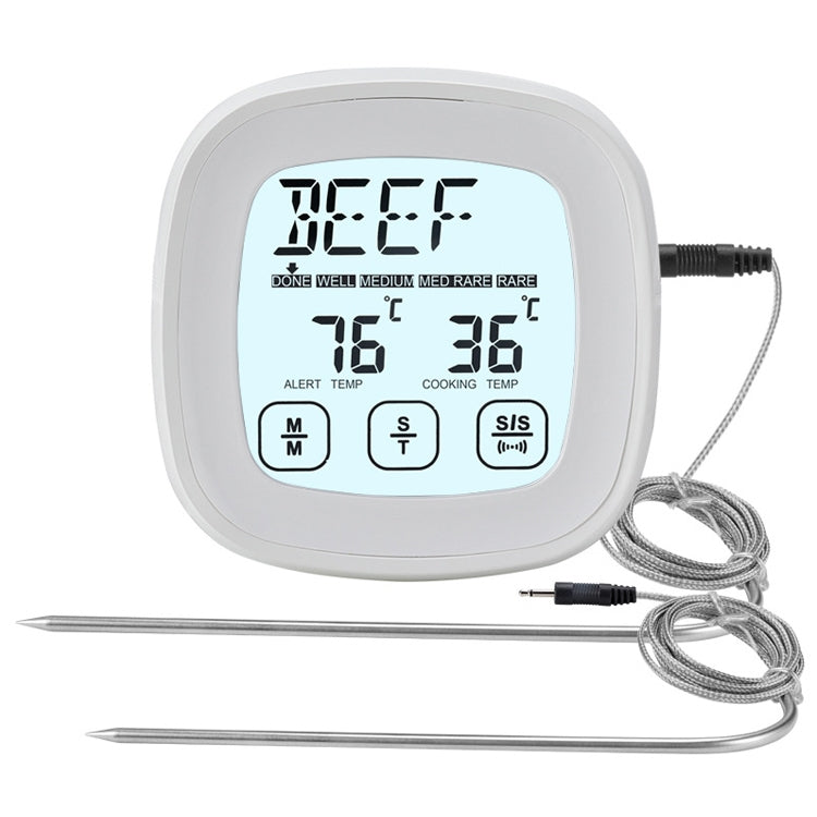 TS-802A Küchenthermometer für Lebensmittel zum Kochen und Grillen mit zwei Sonden, Touchscreen