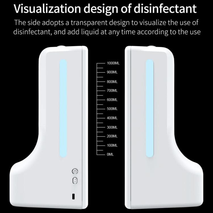 K9 Pro Handsfree Non-contact Body Light-sensitive Distance Sensor Thermometer + 1000ml Automatic Non-contact Liquid Soap Dispenser with Base Mount