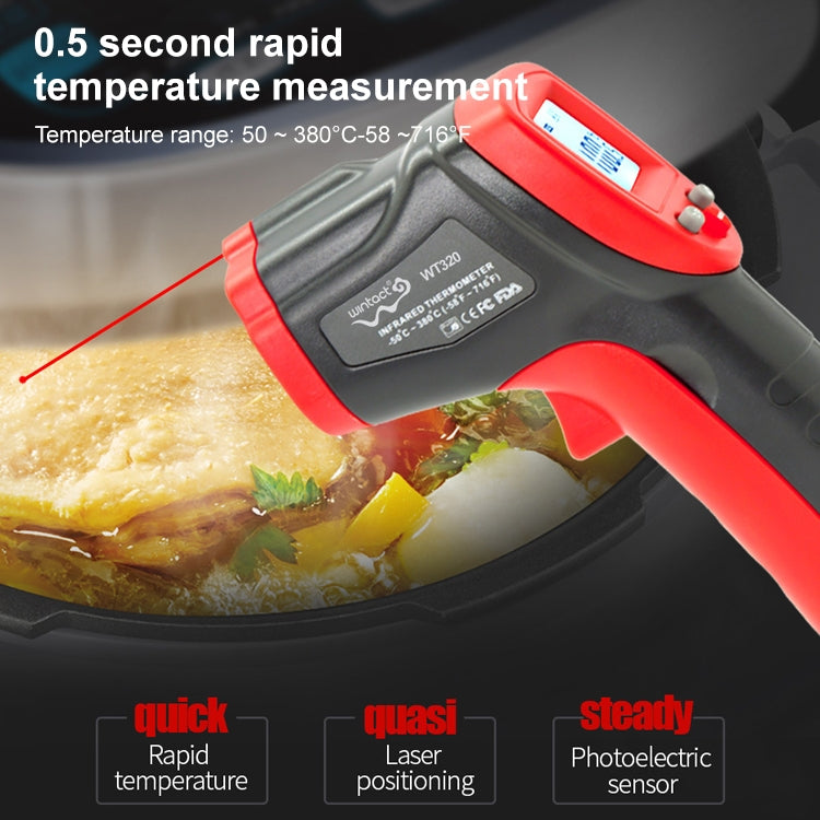 Wintact WT320 -50 Degree C~380 Degree C Handheld Portable Outdoor Non-contact Digital Infrared Thermometer Reluova