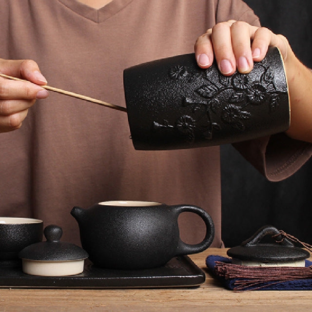 Bamboo Pattern Stoneware Tea Cans Storage Tanks Ceramic Tea Set Tea Ceremony Accessories Reluova