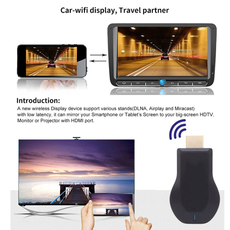 M4 Plus Wireless WiFi Display Dongle Receiver Airplay Miracast DLNA 1080P HDMI TV Stick for iPhone, Samsung, and other Android Smartphones Reluova