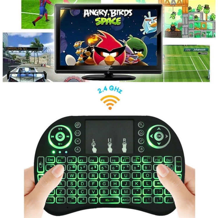 Support Language: Russian i8 Air Mouse Wireless Backlight Keyboard with Touchpad for Android TV Box & Smart TV & PC Tablet & Xbox360 & PS3 & HTPC/IPTV