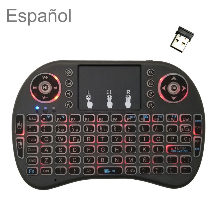 Support Language: Spanish i8 Air Mouse Wireless Backlight Keyboard with Touchpad for Android TV Box & Smart TV & PC Tablet & Xbox360 & PS3 & HTPC/IPTV