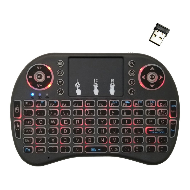 Support Language: Spanish i8 Air Mouse Wireless Backlight Keyboard with Touchpad for Android TV Box & Smart TV & PC Tablet & Xbox360 & PS3 & HTPC/IPTV