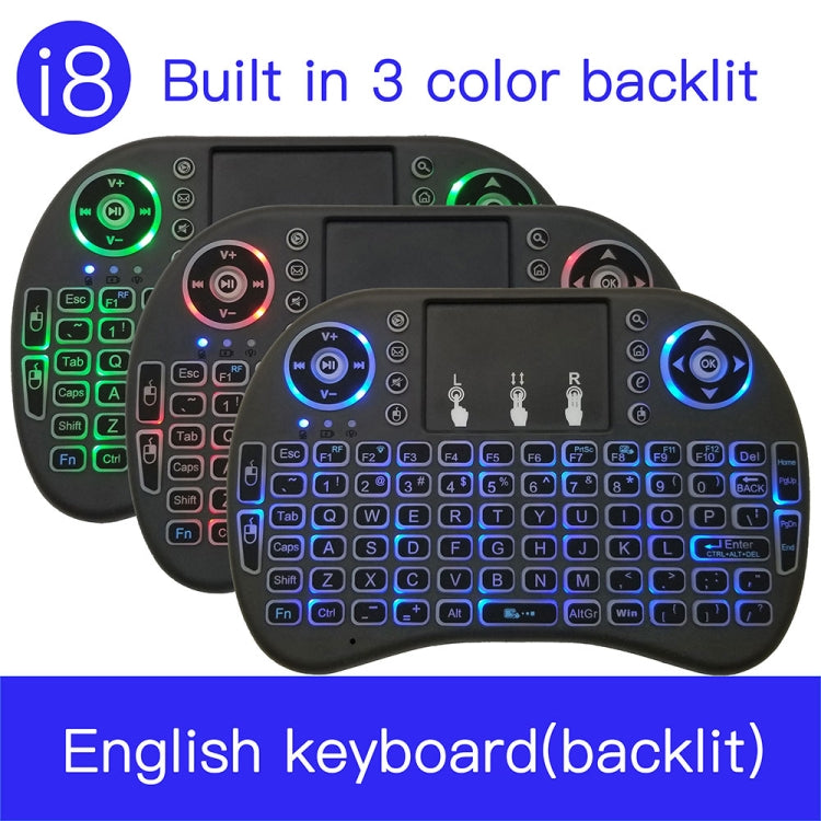 Support Language: English i8 Air Mouse Wireless Backlight Keyboard with Touchpad for Android TV Box & Smart TV & PC Tablet & Xbox360 & PS3 & HTPC/IPTV