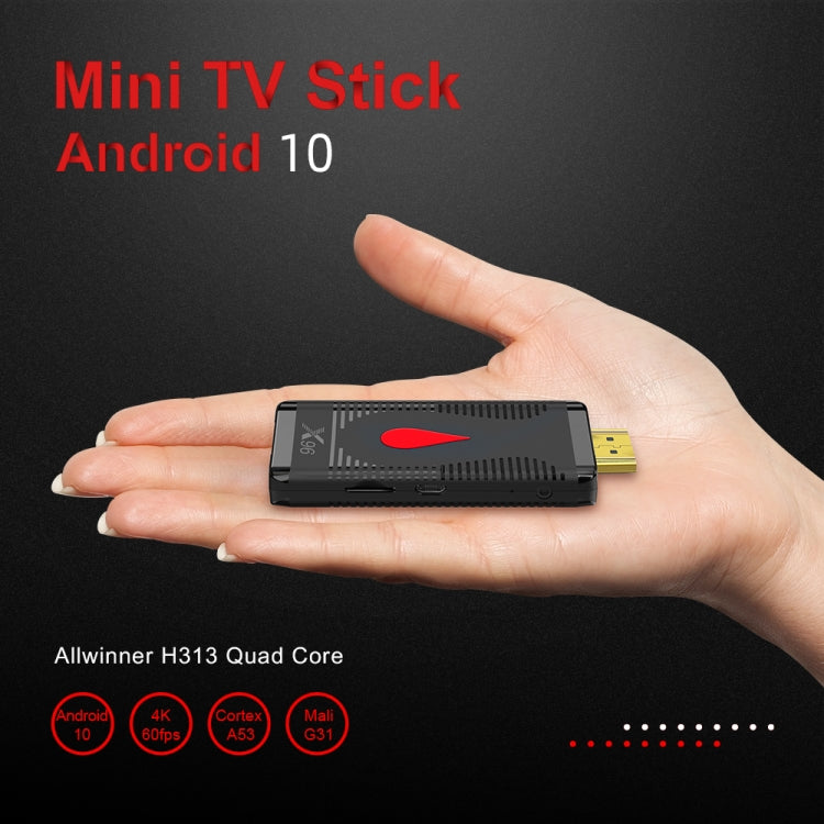 X96 S400 Android 10.0 Mini TV Stick, Allwinner H313 Quad Core ARM Cortex A53, 2GB + 16GB, Support WiFi, HDMI, TF Card, USB Reluova