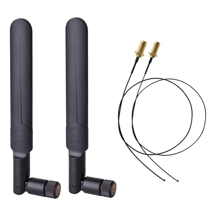 2 x 6dBi 2.4GHz 5GHz Dual Band WiFi RP-SMA Male Antenna + 2 x 35CM RP-SMA IPEX MHF4 Pigtail Cable for M.2 NGFF WiFi WLAN Card