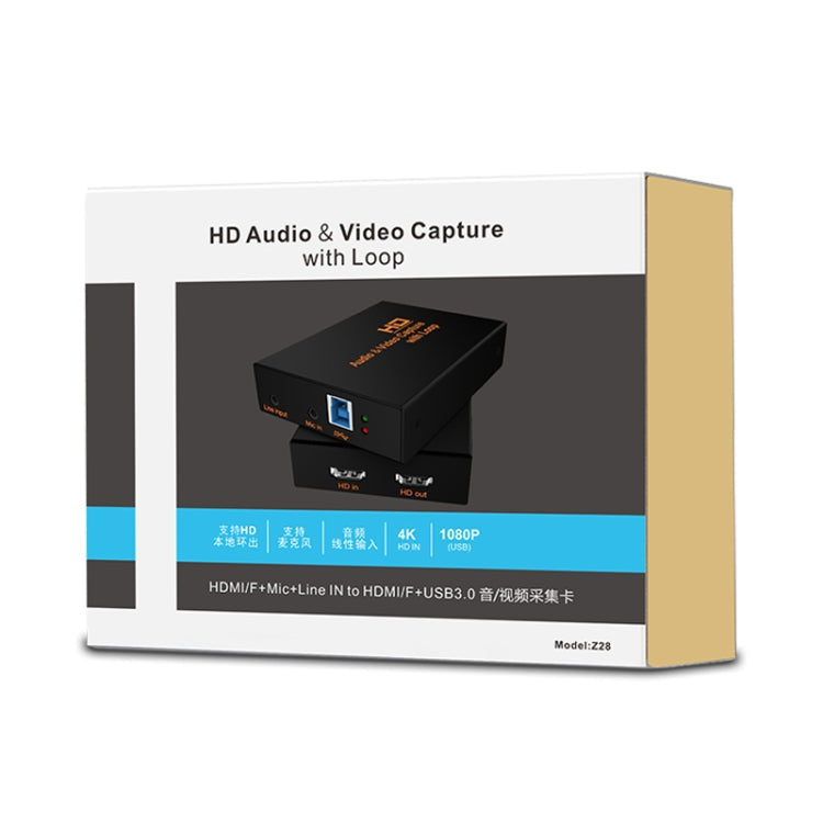 Z28 Professional HDMI Female + Mic + Line In to HDMI Female USB 3.0 Video Audio Capture Box