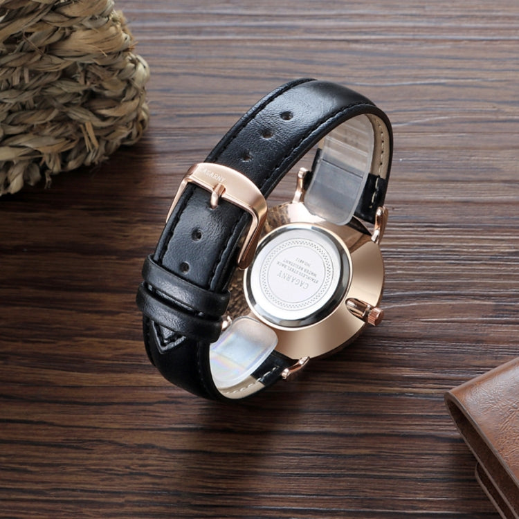 CAGARNY 6812 Round Dial Alloy Case Fashion Couple Watch Men & Women Lover Quartz Watches with PU Leather Band