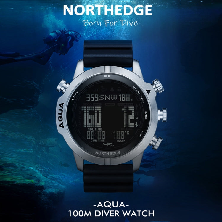 NORTH EDGE AQUA 100m Waterproof Scuba Diver Smart Watch, Support Luminous Display & Compass Mode