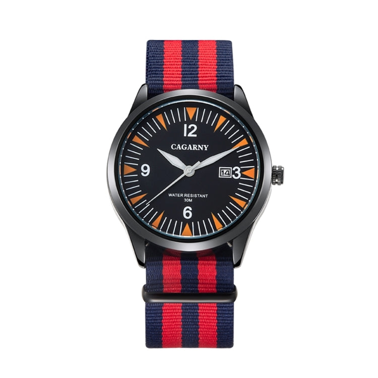 CAGARNY 6859 Concise Style Ultra Thin Waterproof Quartz Wrist Watch with Striped Nylon Band Reluova