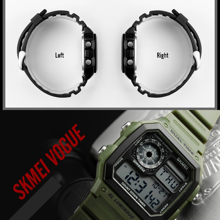 SKMEI 1299 Multifunctional Outdoor Sports Noctilucent Waterproof Digital Display Wrist Watch