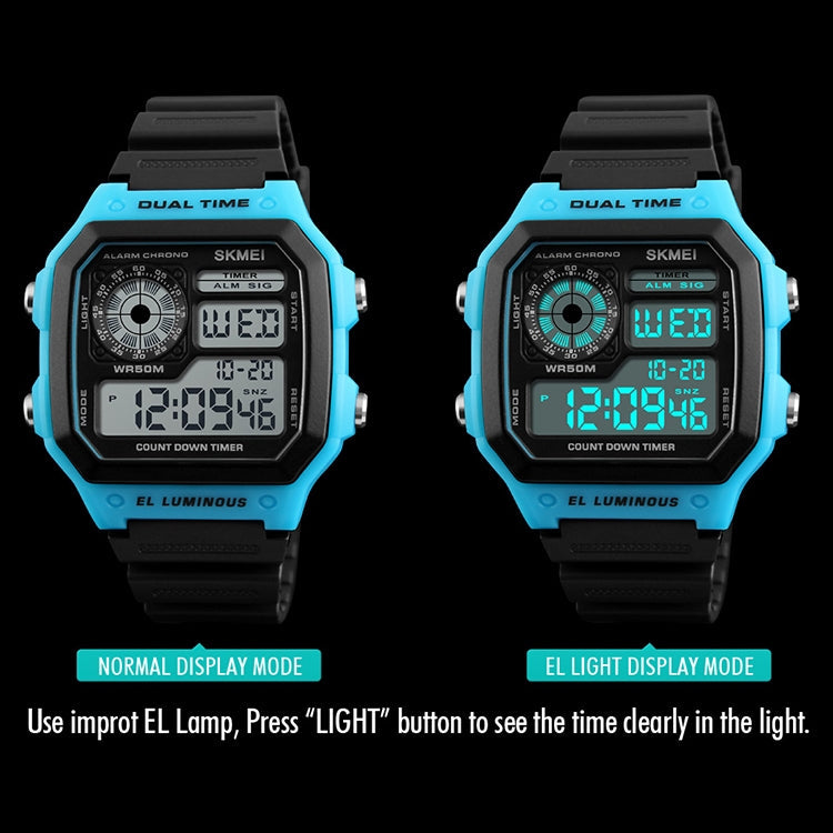 SKMEI 1299 Multifunctional Outdoor Sports Noctilucent Waterproof Digital Display Wrist Watch Reluova