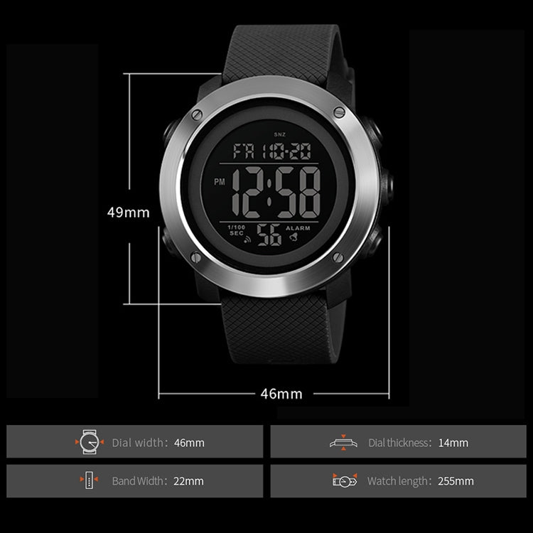 SKMEI 1426 Multifunctional Outdoor Fashion Noctilucent Waterproof Black Machine Rubber Ring Digital Watch