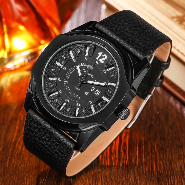 CAGARNY 6838(1) Fashionable Quartz Wrist Watch with Leather Band for Men(Black Window White Scale)