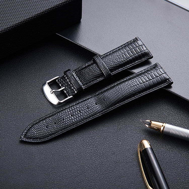 Lizard Texture Leather Strap  Watch Band, Size: 24mm