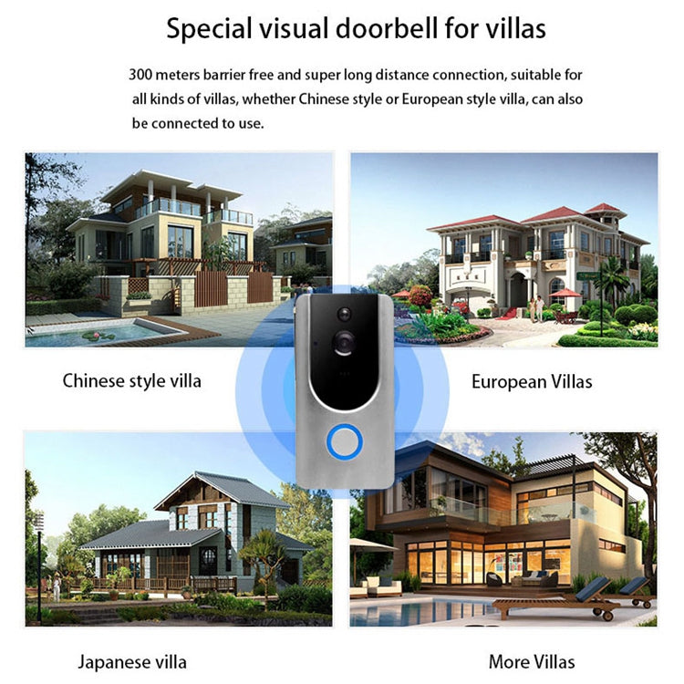 VESAFE Home VS-M3 HD 720P Security Camera Smart WiFi Video Doorbell Intercom, Support TF Card & Night Vision & PIR Detection APP for IOS and Android(with Ding Dong/Chime)