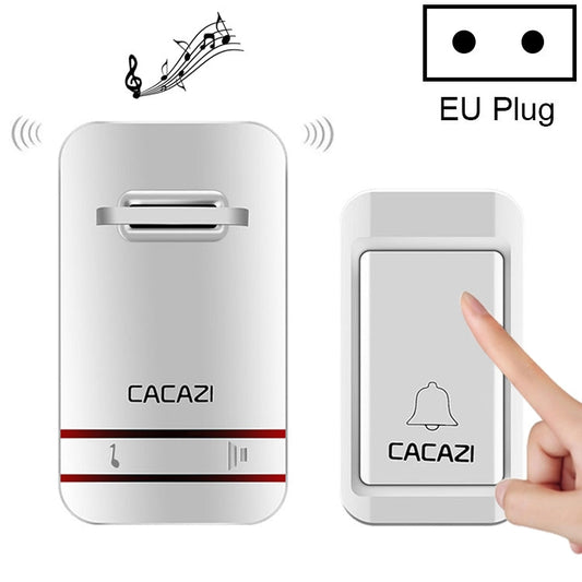 CACAZI V027G One Button One Receivers Self-Powered Wireless Home Kinetic Electronic Doorbell, UK Plug