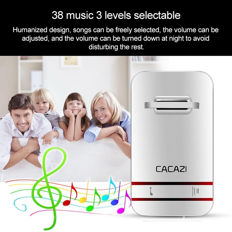 CACAZI V027G One Button One Receivers Self-Powered Wireless Home Kinetic Electronic Doorbell, UK Plug