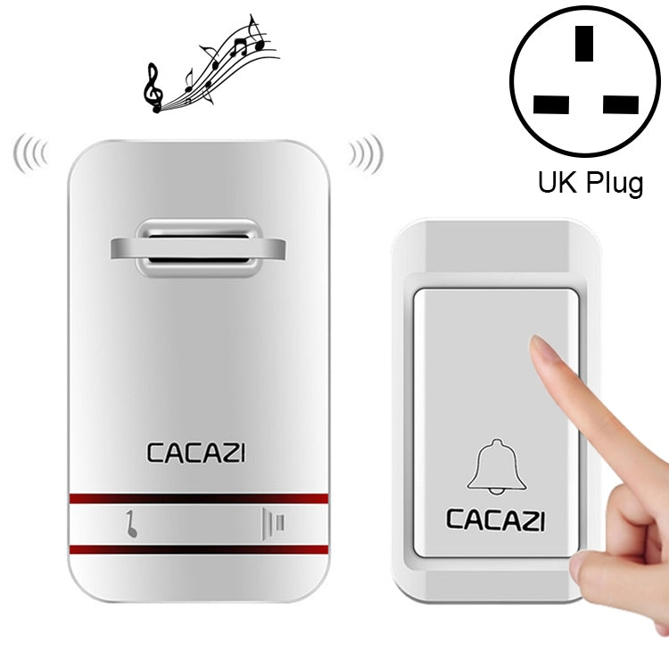 CACAZI V027G One Button One Receivers Self-Powered Wireless Home Kinetic Electronic Doorbell, UK Plug