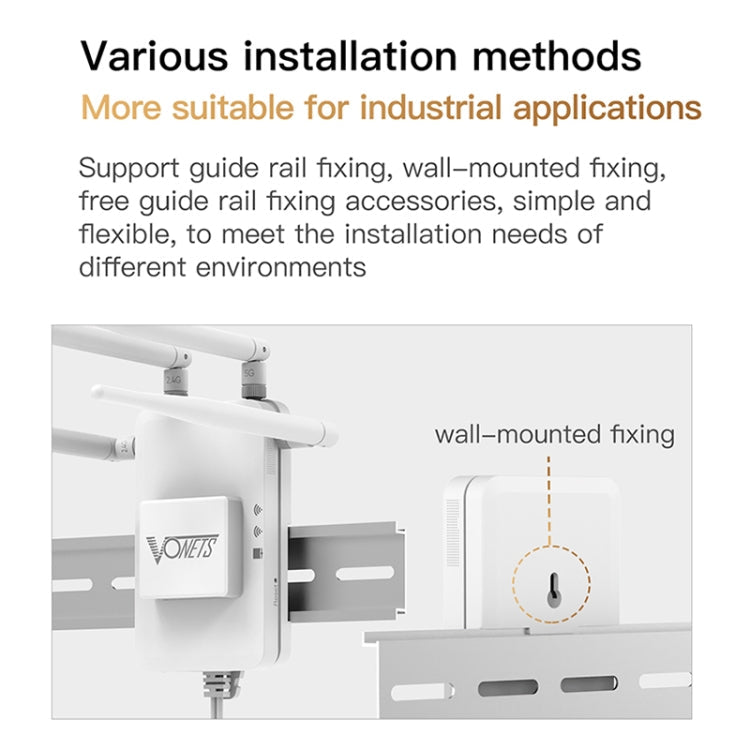 VONETS VAR1200-L 1200Mbps Wireless Bridge Built-in Antenna Dual-Band WiFi Repeater, With DC Adapter Set