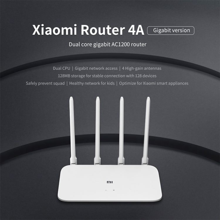 Original Xiaomi WiFi Router 4A Smart APP Control AC1200 1167Mbps 128MB 2.4GHz & 5GHz Dual-core CPU Gigabit Ethernet Port Wireless Router Repeater with 4 Antennas, Support Web & Android & iOS, US Plug My Store