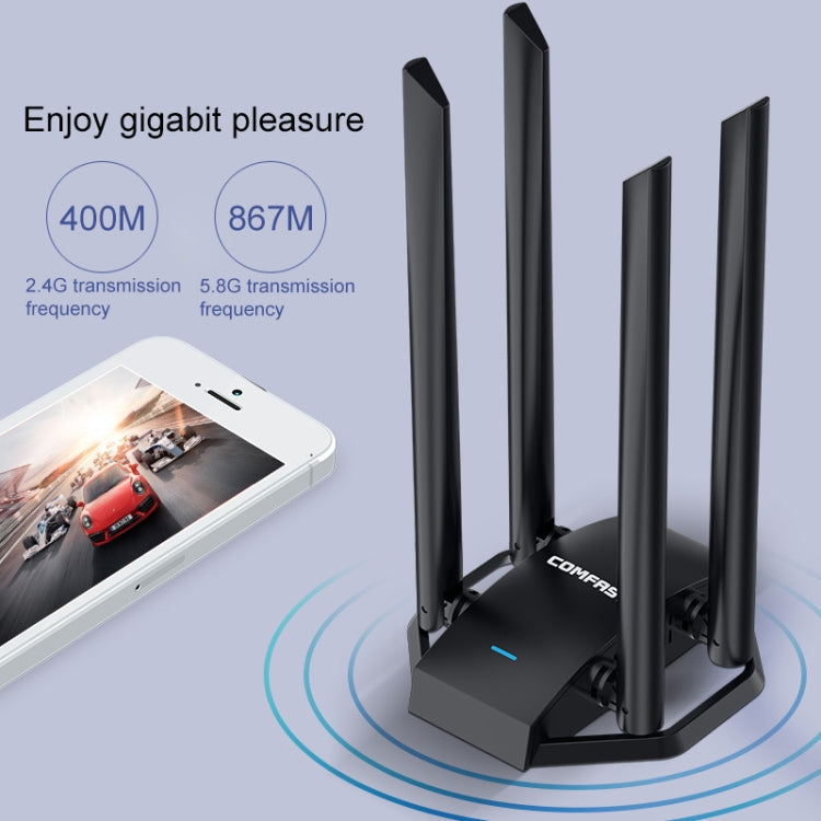 COMFAST CF-WU785AC 1300Mbps Dual-band Wifi USB Network Adapter with 4 Antennas