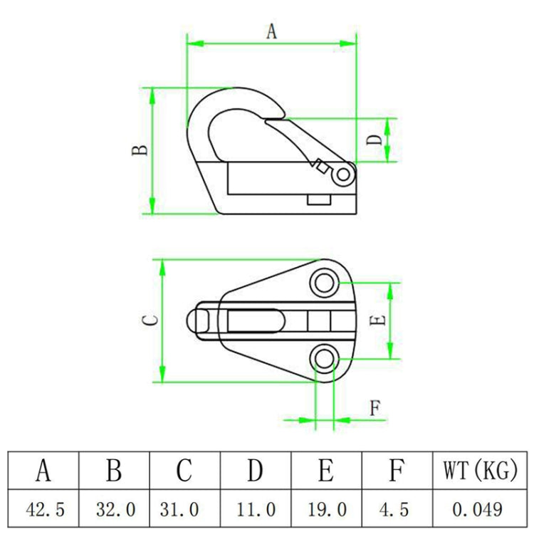 316 Stainless Steel Yacht Fender Hook Spring Coat Hook with 2 x 3.9x13 Screws