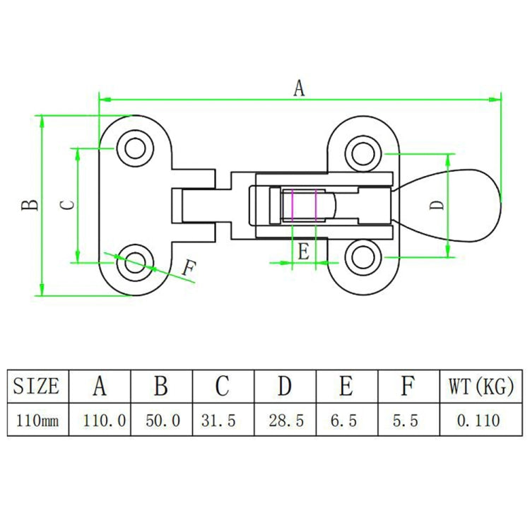 110mm 316 Stainless Steel Ship Door Buckle Distribution Box Buckle