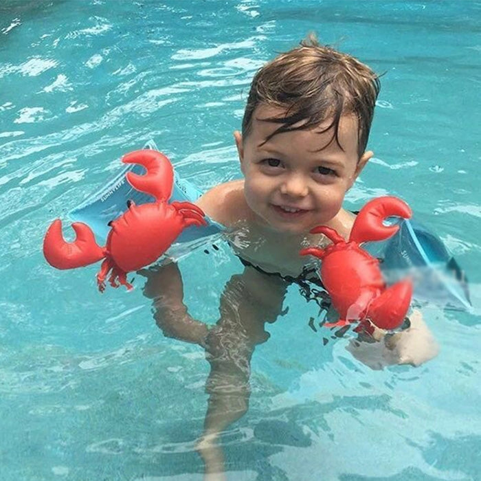 Children Inflatable Red Crabs Shape Arm Bands Floatation Sleeves Water Wings Swimming Floats, Size: 16x20x15cm Reluova