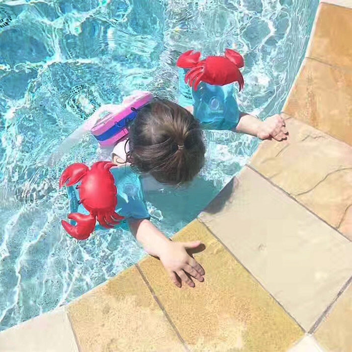 Children Inflatable Red Crabs Shape Arm Bands Floatation Sleeves Water Wings Swimming Floats, Size: 16x20x15cm Reluova