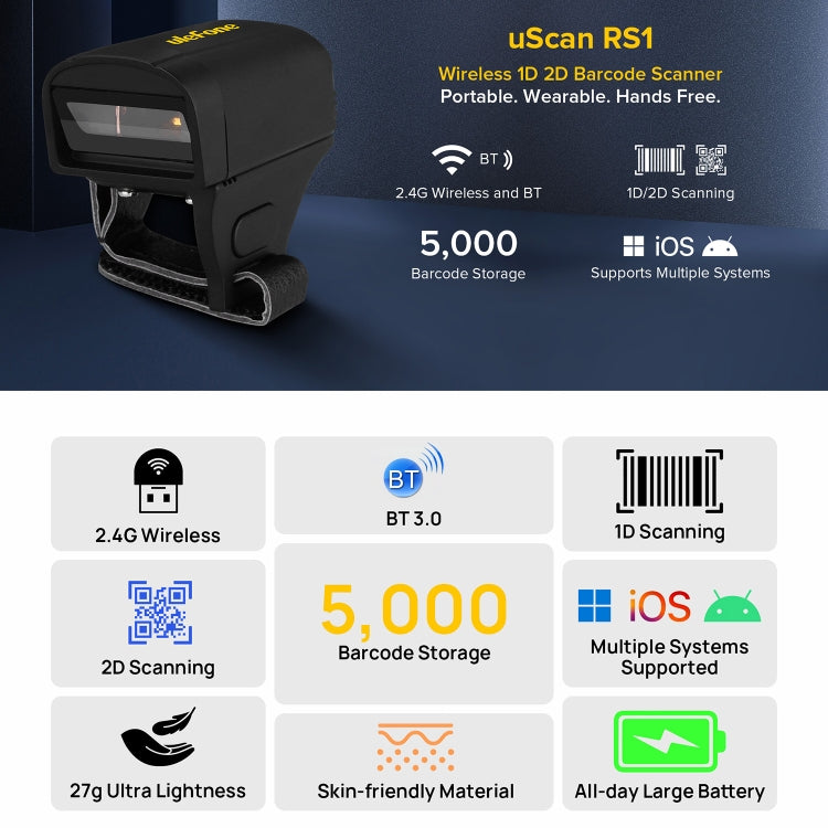 Ulefone uScan RS1 Mini Wireless Bluetooth Ring Scanner