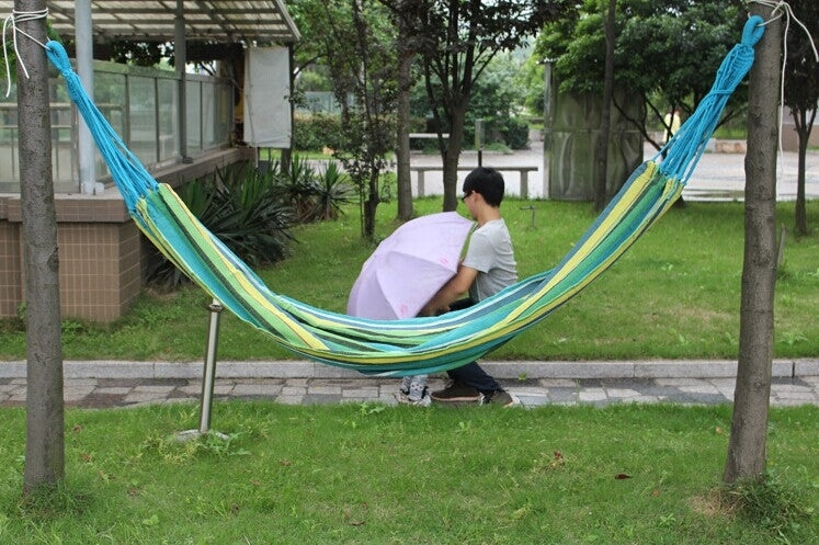 Stripe Outdoor Canvas Hammock Dual People Widening Swing Bed, Size: 190cm x 150cm