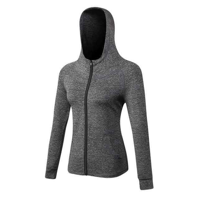 Autumn And Winter Zipper Long-sleeved Hooded Sports Jacket For Ladies Reluova