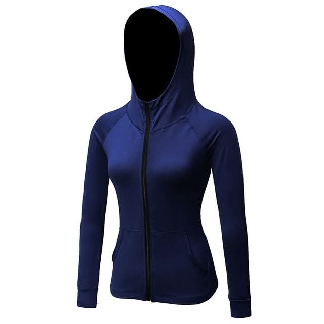 Autumn And Winter Zipper Long-sleeved Hooded Sports Jacket For Ladies