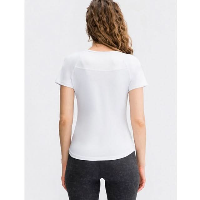 Tight Round Neck Sports Short Sleeve T-shirt For Ladies