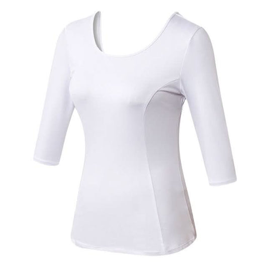 Back Cross Medium-length Sleeve Yoga Sportswear For Ladies