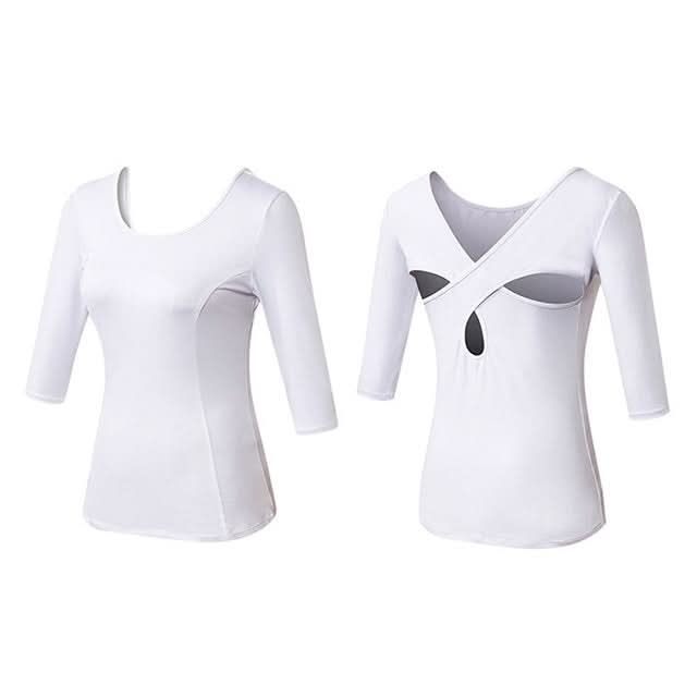 Back Cross Medium-length Sleeve Yoga Sportswear For Ladies