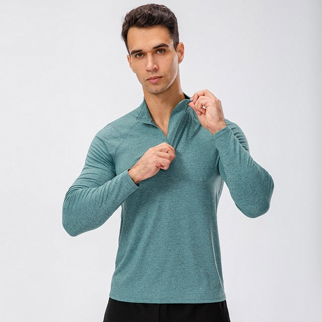 Autumn And Winter Half Zipper Long-sleeved Slim Fit Sportswear For Men