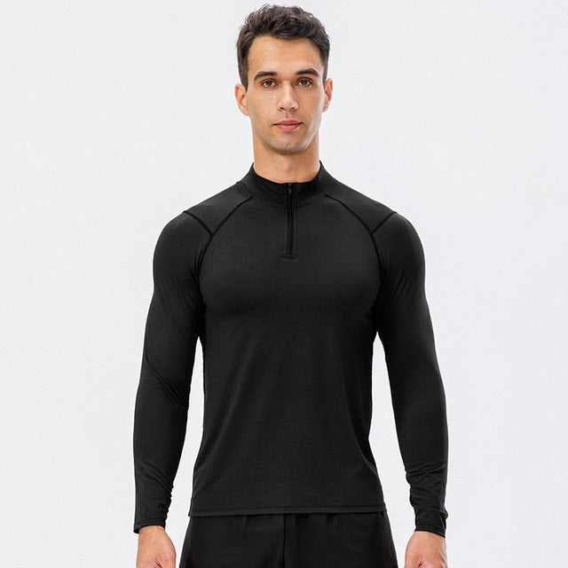 Autumn And Winter Half Zipper Long-sleeved Slim Fit Sportswear For Men