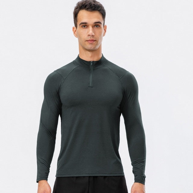 Autumn And Winter Half Zipper Long-sleeved Slim Fit Sportswear For Men