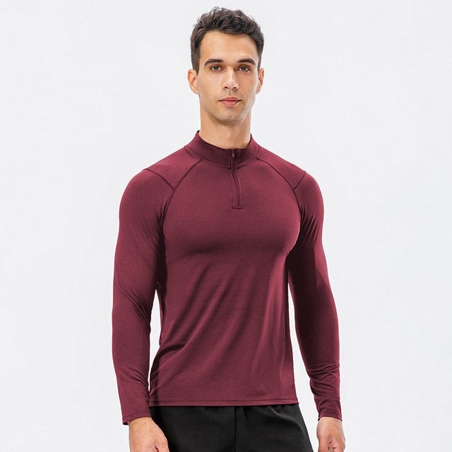 Autumn And Winter Half Zipper Long-sleeved Slim Fit Sportswear For Men